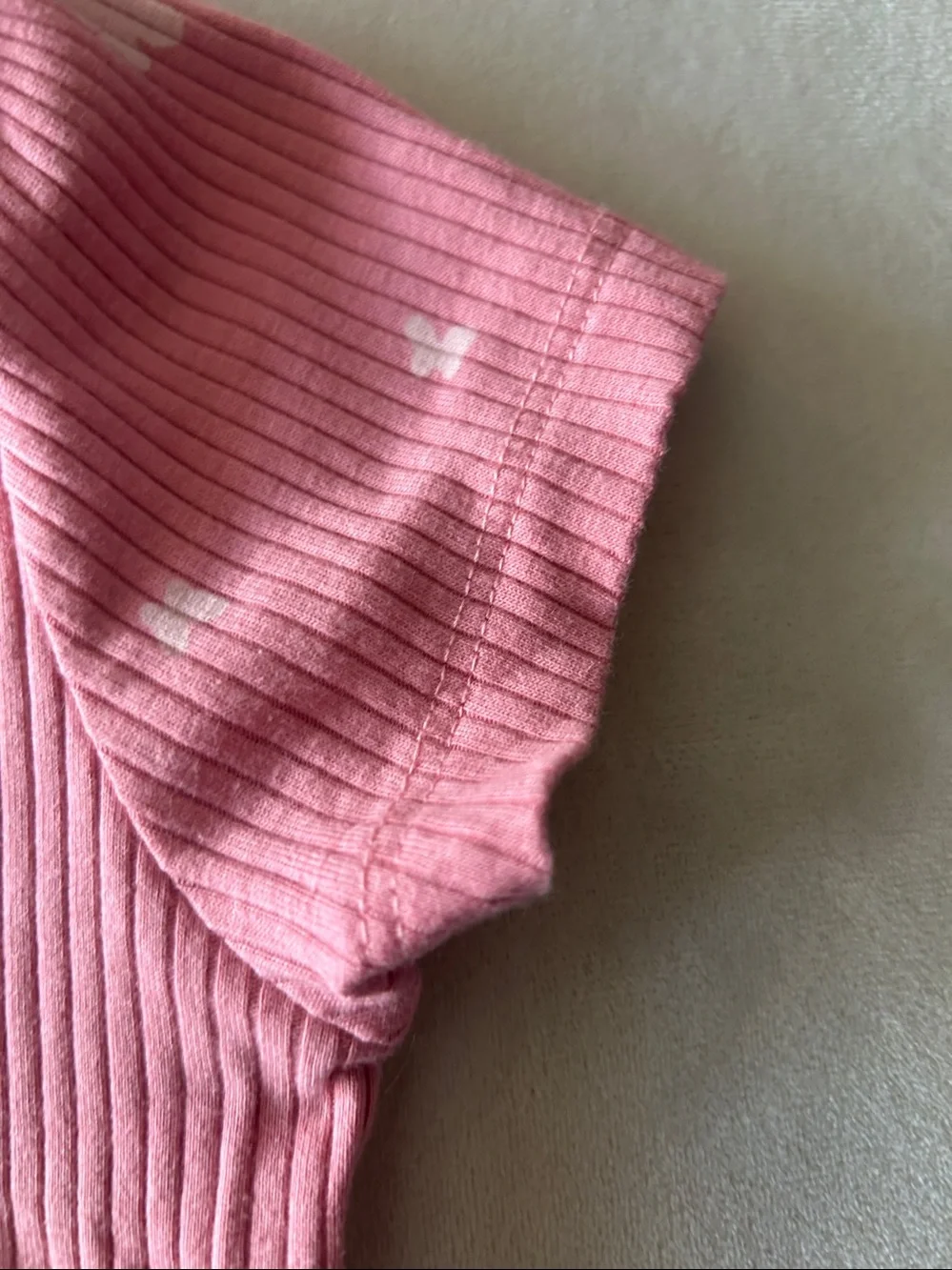 Girls' Pink Ribbed Short Sleeve Top